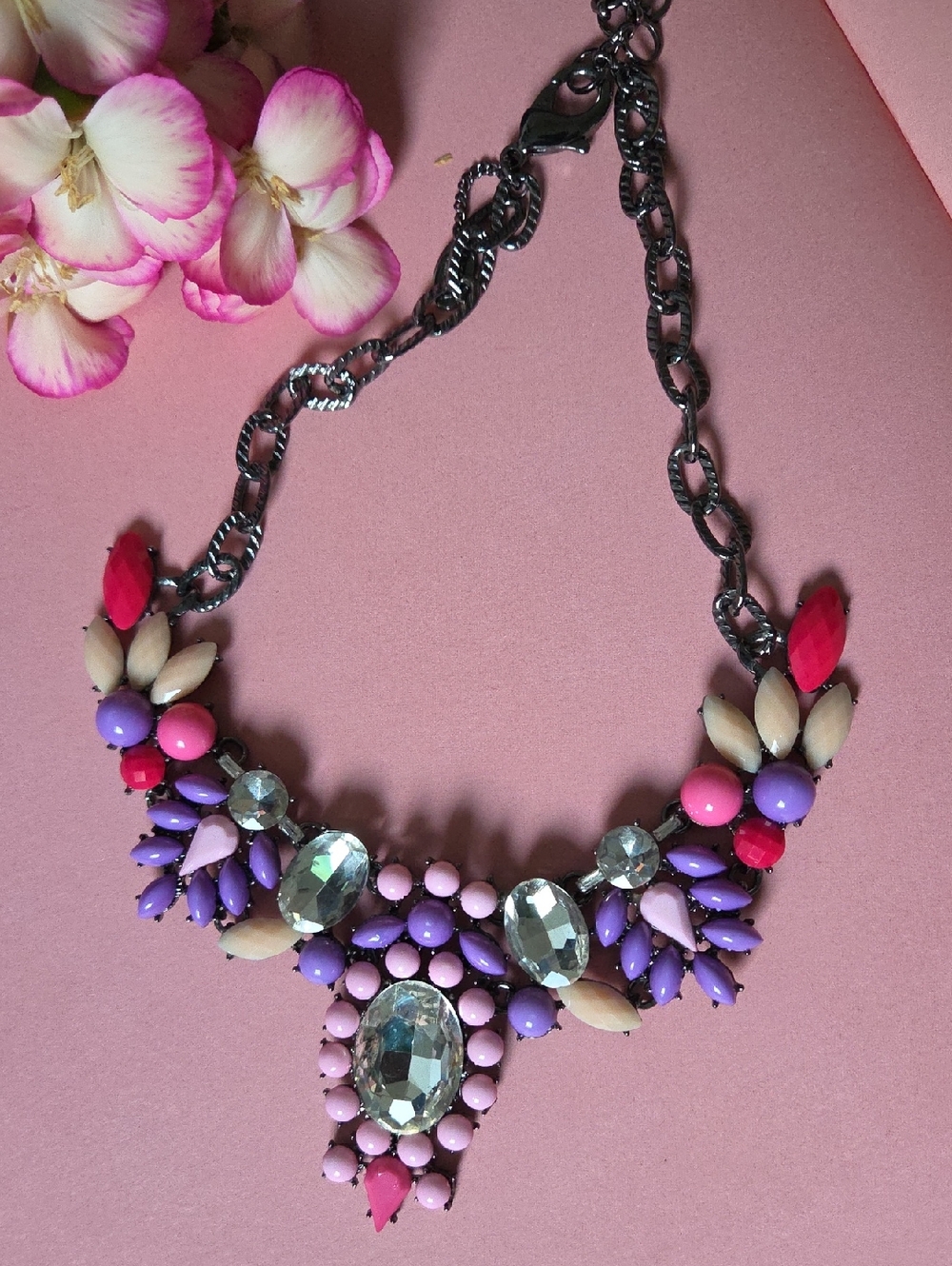 Amrita Singh Multi-Stone Floral Bib Necklace.